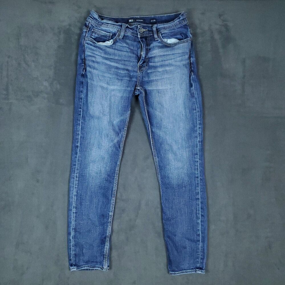 BKE Alec Skinny Jeans Mens 30x29 Blue Denim Stretch Distressed Faded Modern Fit